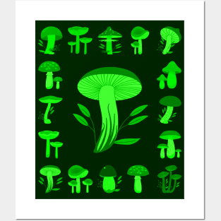 Green Mushrooms Posters and Art